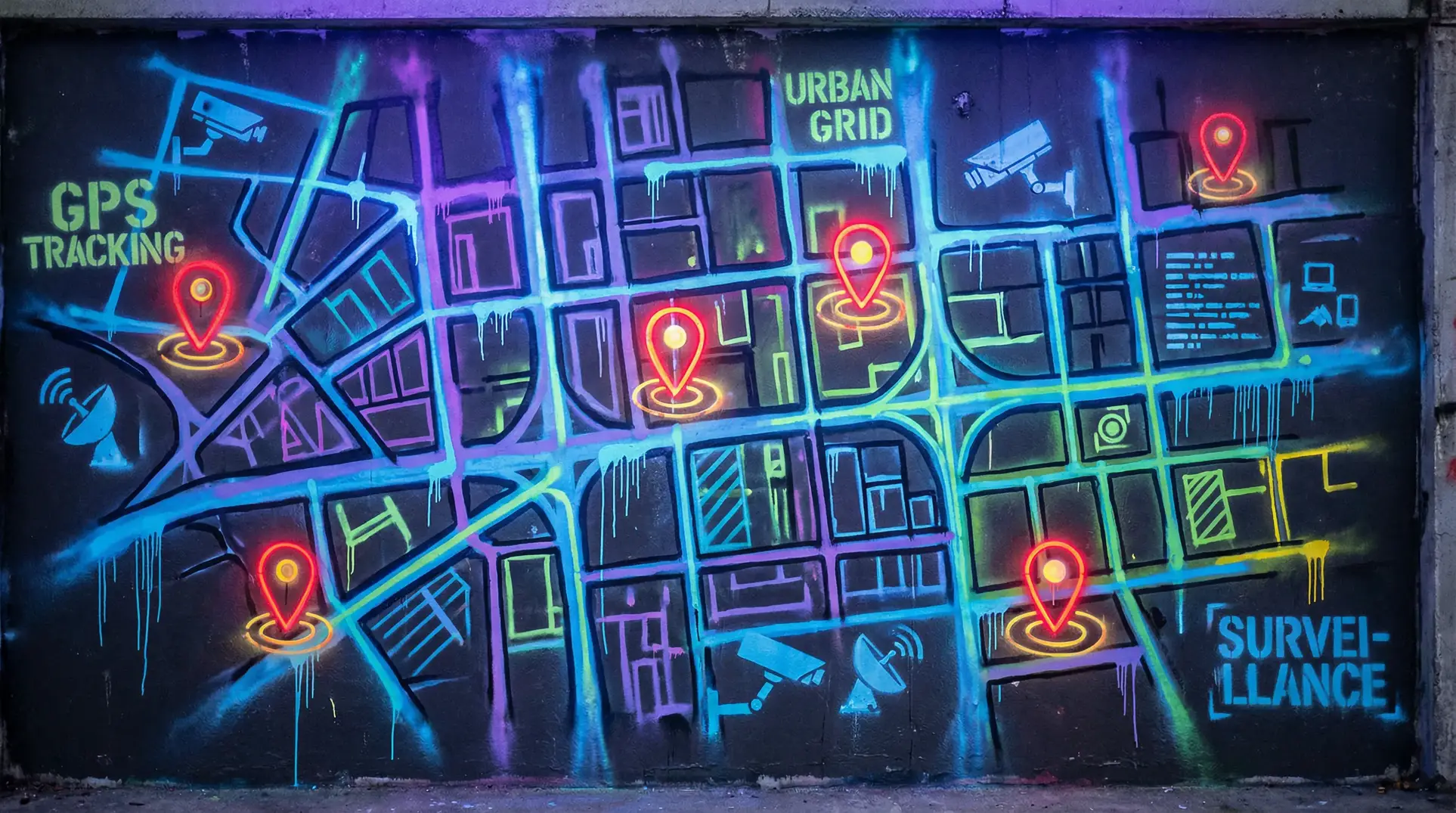 新黑暗圣经 狗仔追踪地图 - 城市涂鸦风格